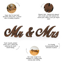 Load image into Gallery viewer, Mr &amp; Mrs Wooden Signs for Wedding Table, Rustic Wedding Décor for Boho Style Centerpiece, Freestanding Bride and Groom Photo Props