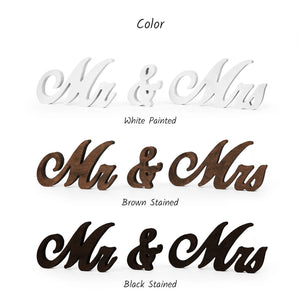 Mr & Mrs Wooden Signs for Wedding Table, Rustic Wedding Décor for Boho Style Centerpiece, Freestanding Bride and Groom Photo Props