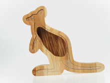 Load image into Gallery viewer, Wooden Piggy Bank Kangaroo (L, Brown, Engraving)