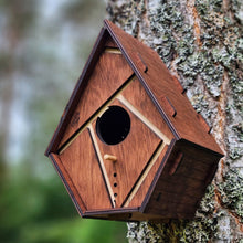 Load image into Gallery viewer, Wooden Bird House &quot;Lines&quot;