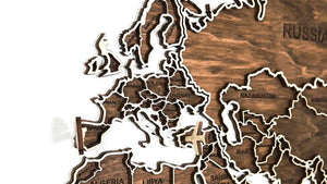 Wooden world map - wood wall world map