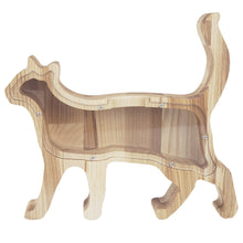 Load image into Gallery viewer, Piggy Bank, Wooden Piggy Bank Cat