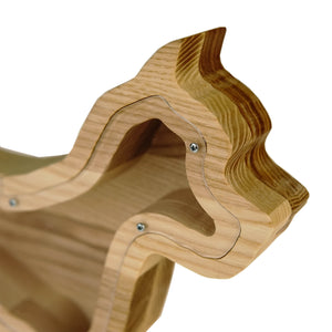 Piggy Bank  Dog, Wooden Coin Box Dog