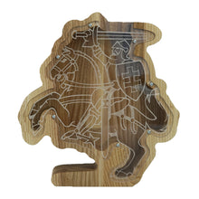 Load image into Gallery viewer, Piggy Bank, Wooden Piggy Bank Knight (Lithuanian Vytis)