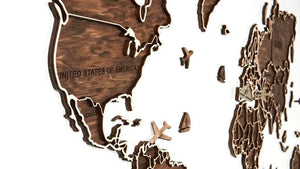 Wooden world map - wood wall world map