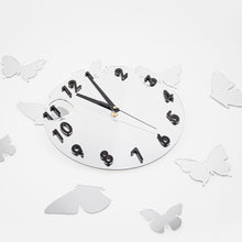 Load image into Gallery viewer, Wall clock - Acrylic glass wall clock with butterflies