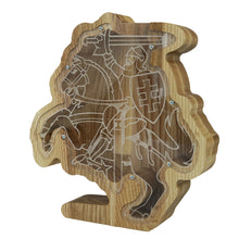 Load image into Gallery viewer, Piggy Bank, Wooden Piggy Bank Knight (Lithuanian Vytis)