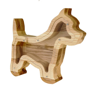Piggy Bank  Dog, Wooden Coin Box Dog