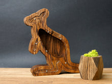 Load image into Gallery viewer, Wooden Piggy Bank Kangaroo (L, Brown, Engraving)