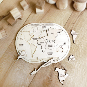 World map puzzle - educational toys wooden world map puzzle