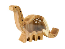 Load image into Gallery viewer, Wooden Piggy Bank Dinosaur (L, Brown, Engraving)