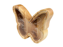 Load image into Gallery viewer, Wooden Piggy Bank Butterfly (L, Brown, Engraving)