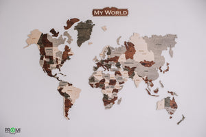 Wooden world map - wooden wall word map