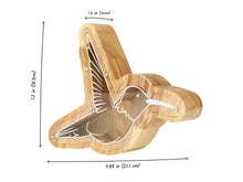 Load image into Gallery viewer, Wooden Piggy Bank Hummingbird (M, Engraving)