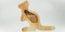 Load image into Gallery viewer, Wooden Piggy Bank Kangaroo (L, Brown, Engraving)