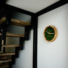 Load image into Gallery viewer, Wall clock - wooden wall clock with moss