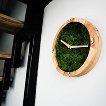 Load image into Gallery viewer, Wall clock - wooden wall clock with moss