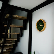 Load image into Gallery viewer, Wall clock - wooden wall clock with moss
