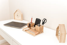 Load image into Gallery viewer, Wooden desk organizer - wood desk organizer