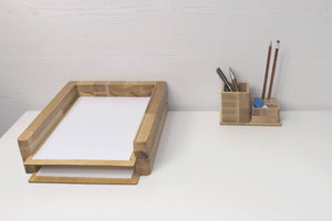Paper tray - Set of 2 wooden paper trays