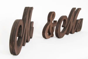 Mr & Mrs Wooden Signs for Wedding Table, Rustic Wedding Décor for Boho Style Centerpiece, Freestanding Bride and Groom Photo Props