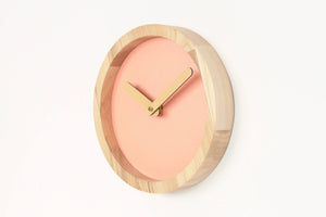 Wooden clock - pink canvas wall wood clock