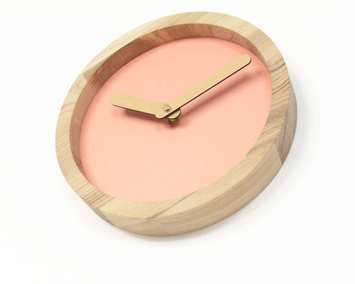 Wooden clock - pink canvas wall wood clock