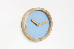 Wooden clock - baby blue wood wall clock