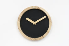 Load image into Gallery viewer, Wooden clock - black leather and wood clock