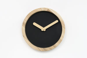 Wooden clock - black leather and wood clock