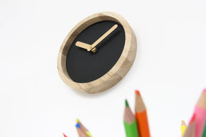 Wooden clock - black leather and wood clock