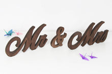 Load image into Gallery viewer, Mr &amp; Mrs Wooden Signs for Wedding Table, Rustic Wedding Décor for Boho Style Centerpiece, Freestanding Bride and Groom Photo Props
