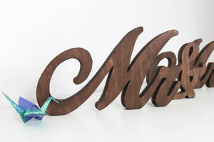 Mr & Mrs Wooden Signs for Wedding Table, Rustic Wedding Décor for Boho Style Centerpiece, Freestanding Bride and Groom Photo Props