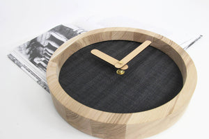 Wooden wall clock - dark grey canvas wood wall clock