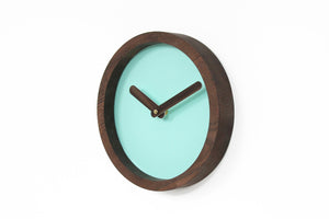 Wooden clock - mint green wood wall clock