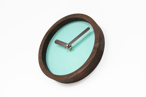 Wooden clock - mint green wood wall clock