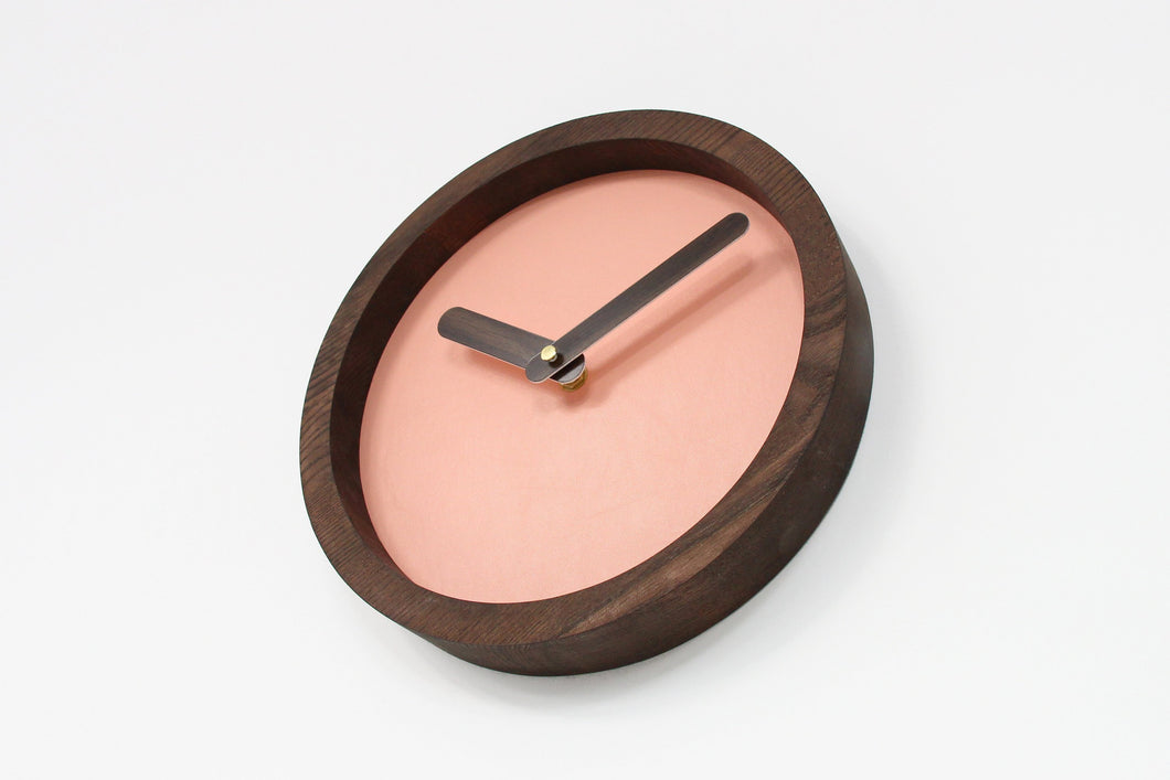 Wooden clock - pink canvas wood wall clock