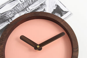Wooden clock - pink canvas wood wall clock
