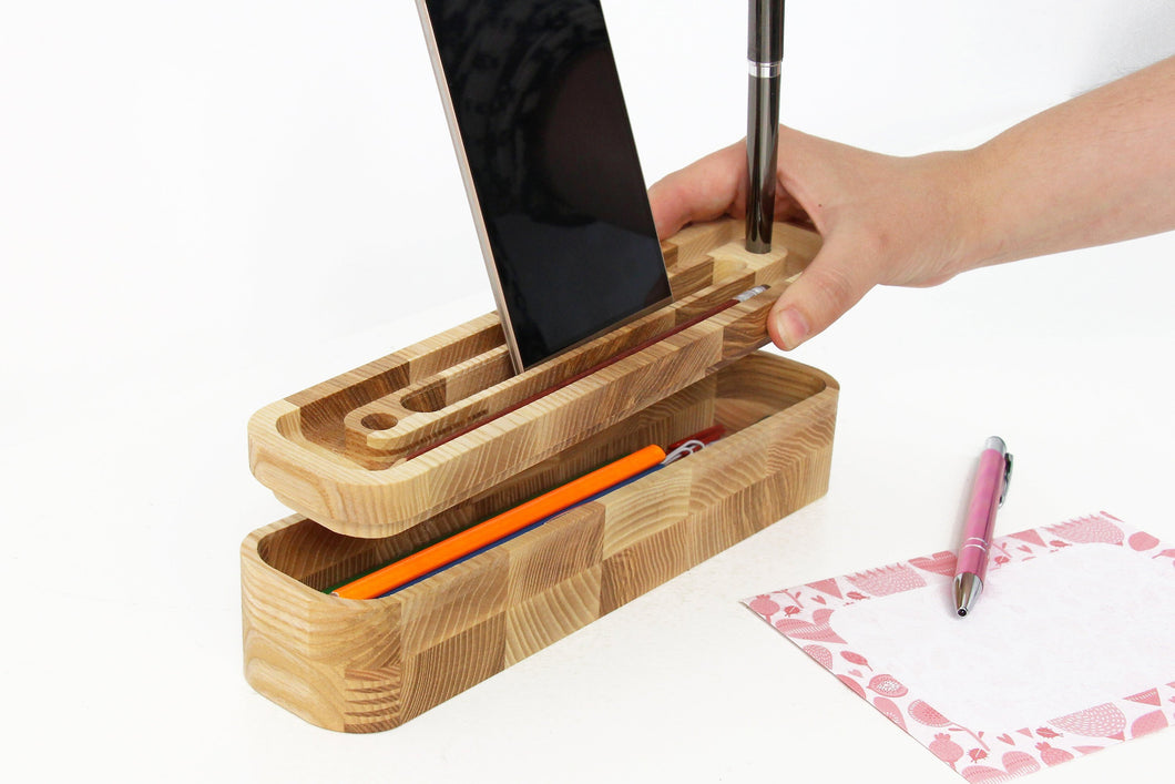 Wooden Desk Organizer - Wooden  Organizer / box