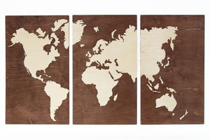 Wooden World Map - wood wall world map