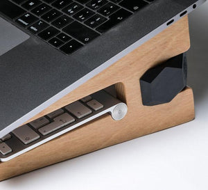 Laptop riser wooden laptop stand keyboard birch plywood promidesign wooden wood table
