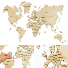 Load image into Gallery viewer, Wooden World Map - wood wall world map