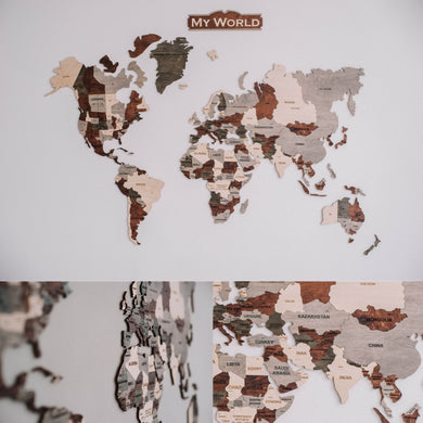 Wooden world map - wooden wall word map